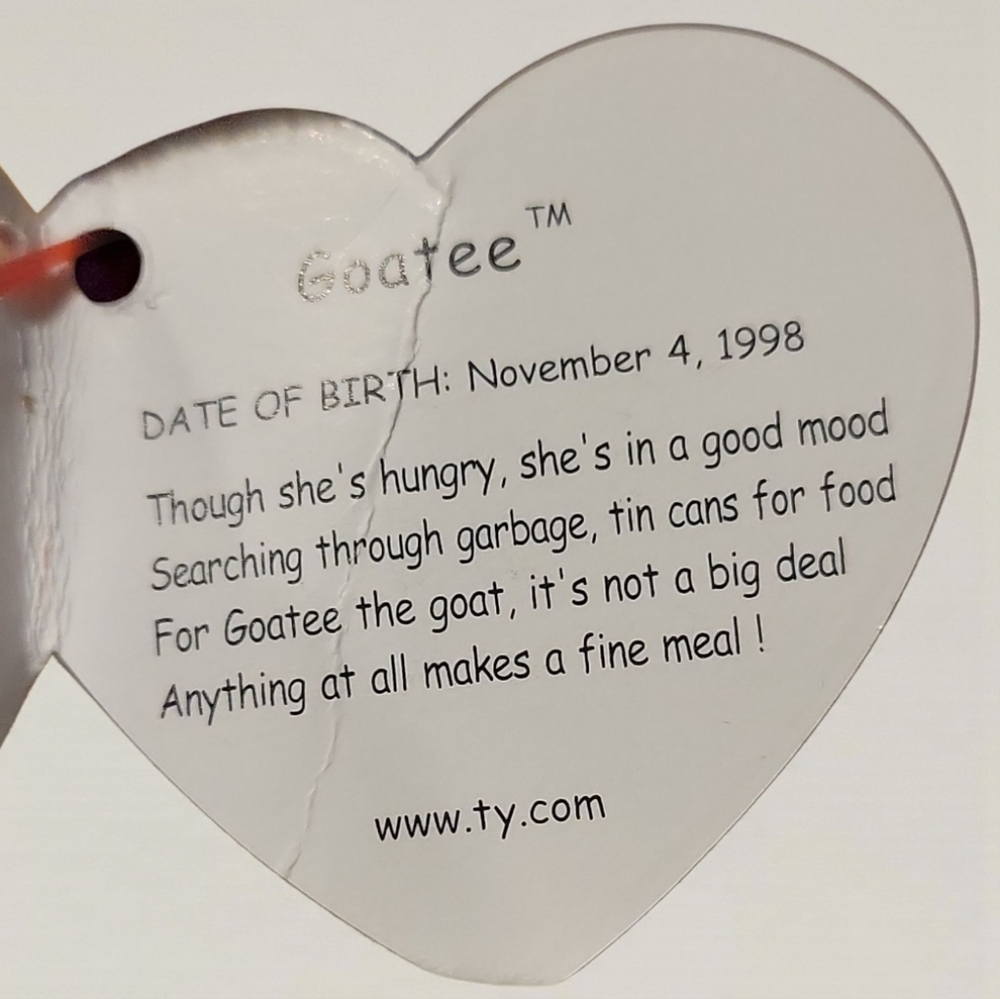 RARE Retired Vintage 1998/1999 TY Goatee Beanie Baby Goat TAG ERRORS - Picture 10 of 11